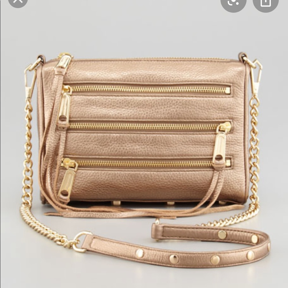 Rebecca Minkoff 5 Zip Mini Metallic Crossbody Bag
